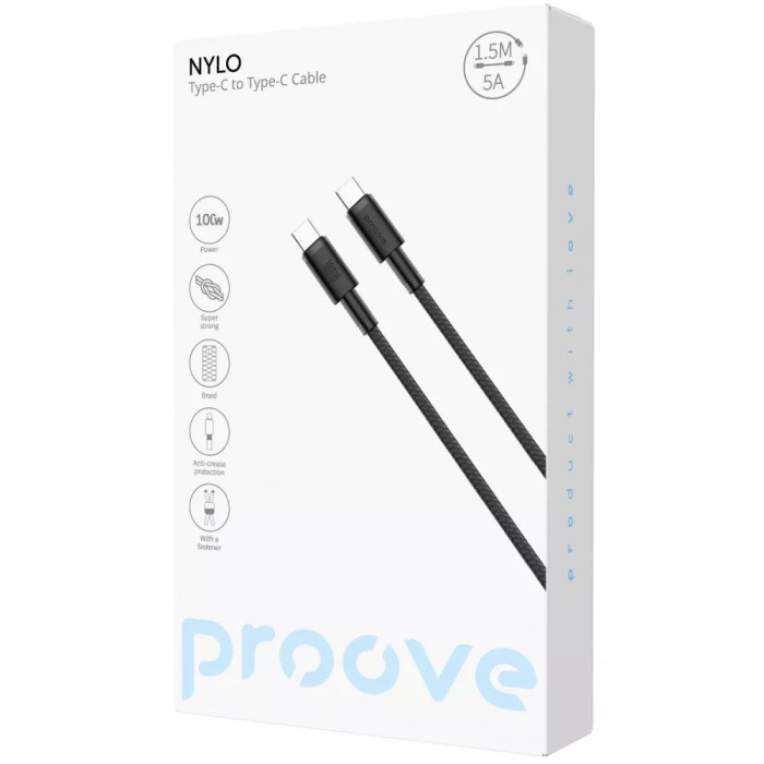 Кабель Proove Nylo Type-C to Type-C 100W (1.5m)