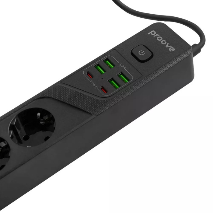 Мережевий фільтр Proove Power Strip P-04 (4 розетки + 4 USB + 2 Type-C) 3M