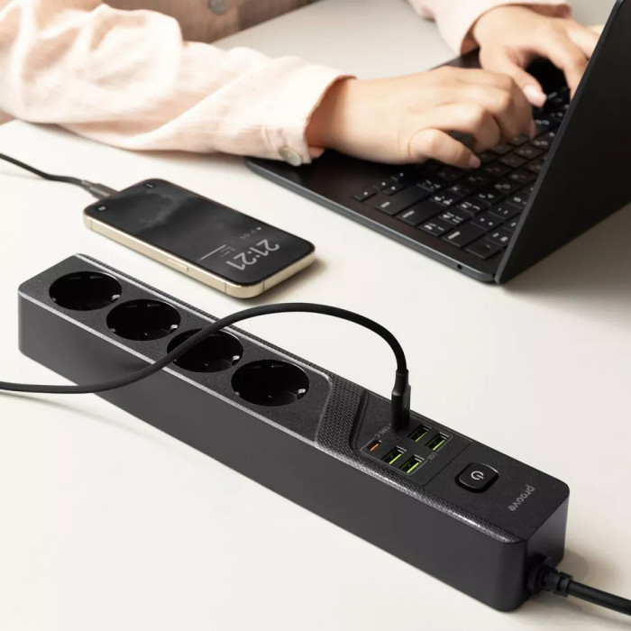 Мережевий фільтр Proove Power Strip P-04 (4 розетки + 4 USB + 2 Type-C) 3M