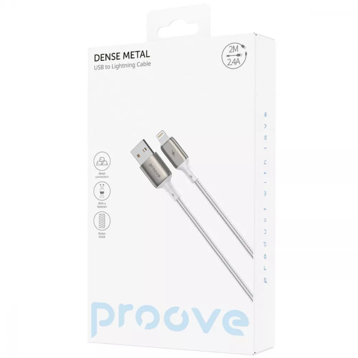 Кабель Proove Dense Metal USB to Lightning 2.4A (2m)