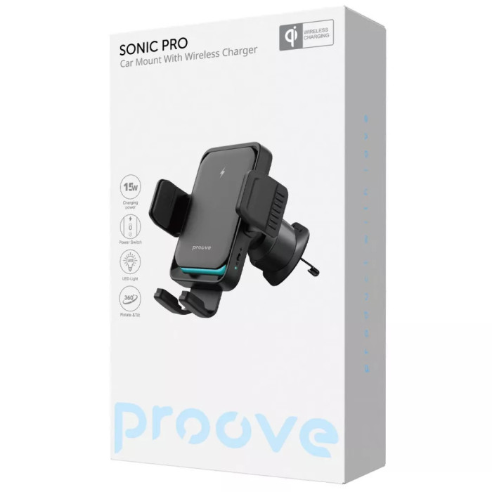 Автомобільний тримач з Бездротовим ЗП Proove Sonic Pro 15W