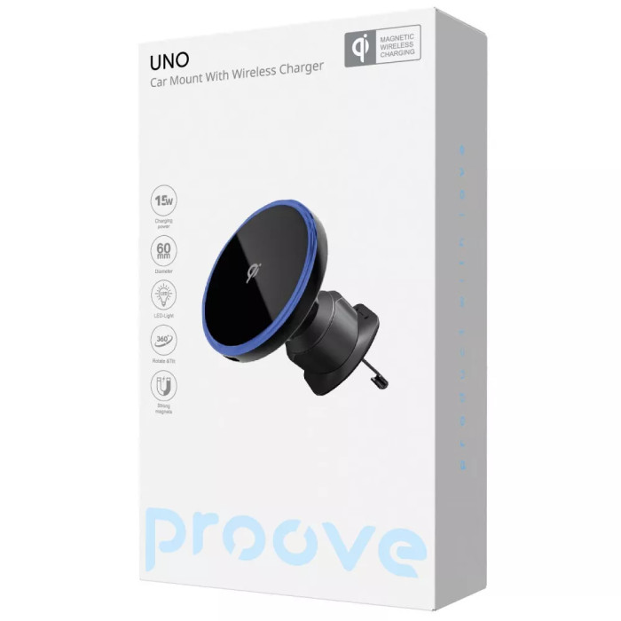 Автомобільний тримач з Бездротовим ЗП Proove UNO 15W