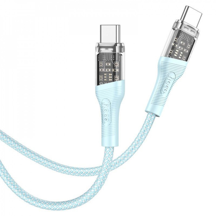 Кабель Hoco U111 Transparent Discovery 60W Type-C to Type-C (1.2m)