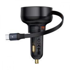 АЗП Baseus Enjoyment Pro Car Charger USB + Retractable Type-C Cable 60W