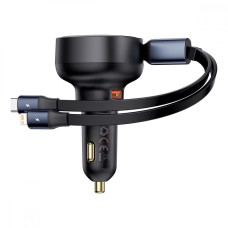 АЗП Baseus Enjoyment Pro Car Charger USB + Retractable C & iP Cable 60W