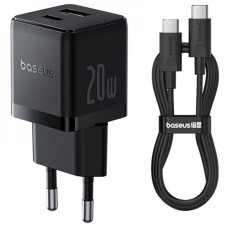 МЗП Baseus Palm Fast Charger 20W (Type-C + USB) 20W + Кабель Type-C to Type-C 60W (1m)