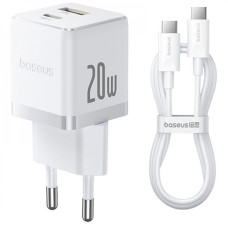МЗП Baseus Palm Fast Charger 20W (Type-C + USB) 20W + Кабель Type-C to Type-C 60W (1m)