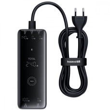 МЗП Baseus Digital GaN Intelligent Desktop Fast Charger 240W (3xType-C + USB + DC) + Кабель DC to DC