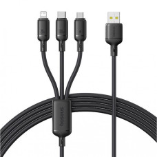 Кабель Baseus Silky One-for-Three Fast Charging USB to Micro USB+Lightning+Type-C 100W 1.5m