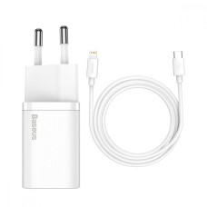 МЗП Baseus Super Silicone Quick Charger 20W (Type-C) + Кабель Type-C to Lightning