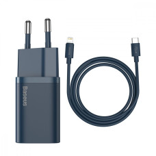 МЗП Baseus Super Silicone Quick Charger 20W (Type-C) + Кабель Type-C to Lightning